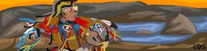 inline image showing an illustration of a Nevada Native in front of Pyramid Lake